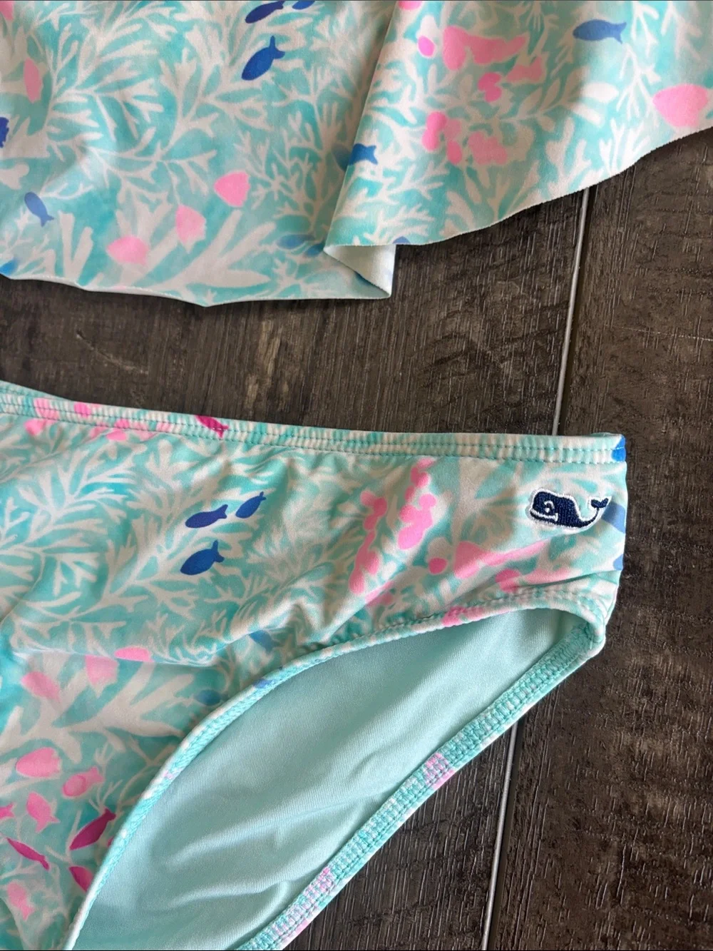 Vineyard Vines Floral Ruffle 2 piece Swimsuit size M 10-12
